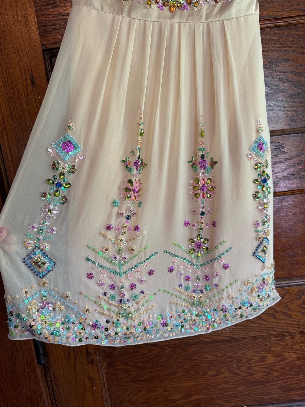 VINTAGE Y2K 100% Silk Beaded Dress Fairy Fairycore Whimsical Basix Black Label 2 - Picture 4 of 11